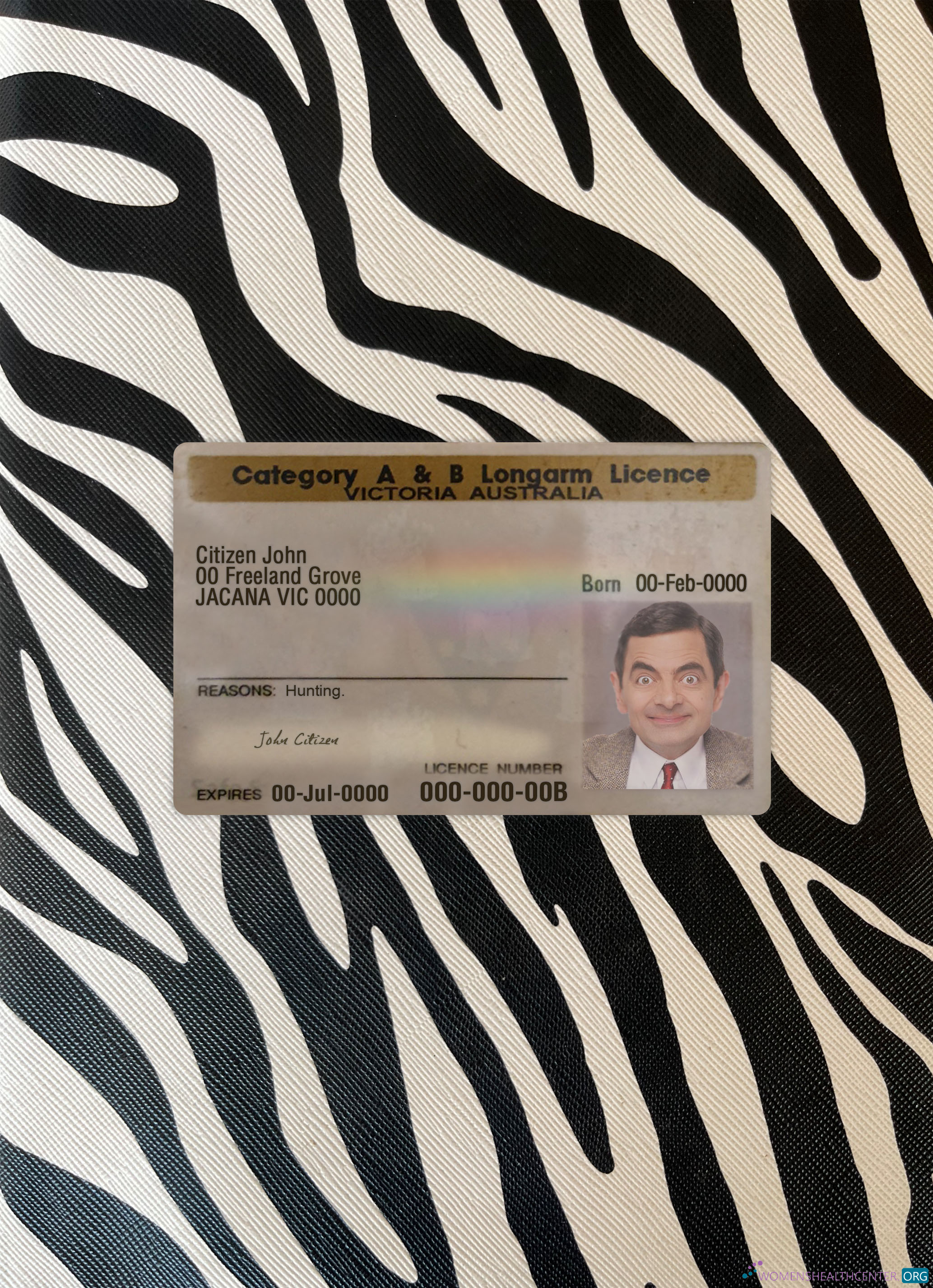 Download Australia Victoria state A & B longarm license photolook front Photoshop template